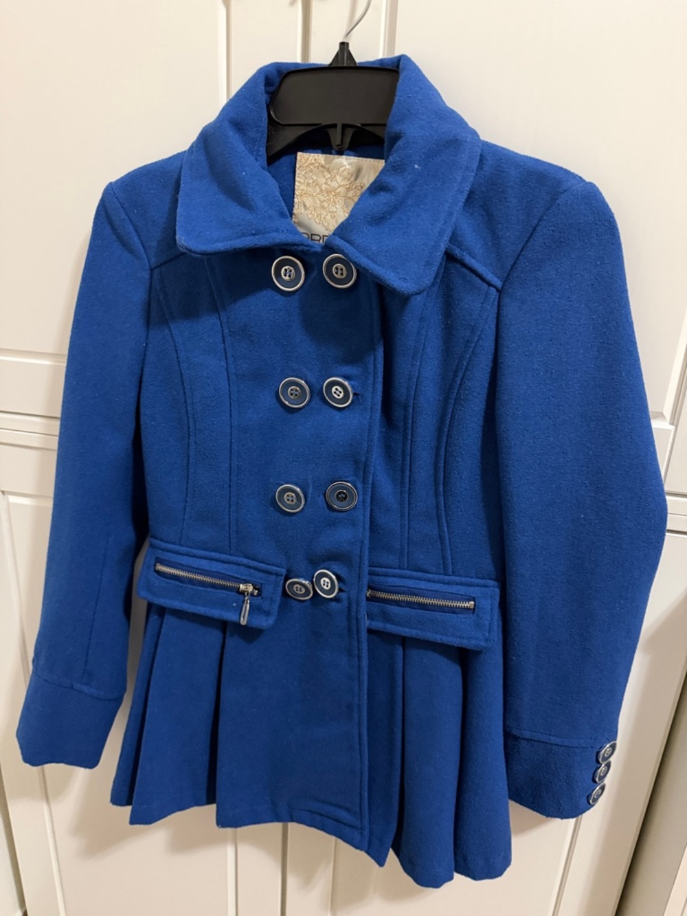 Arden B Royal Blue Double-Breasted Pea Coat